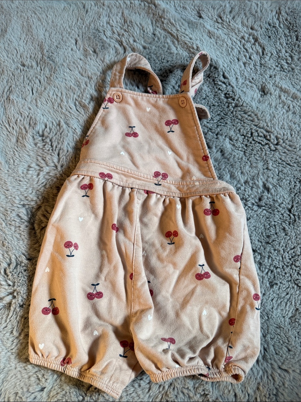 Pink Cherry Print Baby Romper Overalls